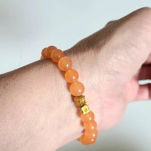 Peach Aventurine stretchy bracelet. - Picture 4 of 4